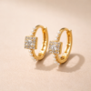 Shineaura Gold Plated Crystal Pearl Hoop Earrings for Women & Girls