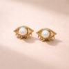 Shineaura Gold Plated Pearl Evil Eye Stud Earrings for Women & Girls