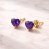 Shineaura Purple Heart Crystal Stud Earrings – Gold Plated Earrings for Women & Girls