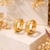 Shineaura Gold Plated Textured Hoop Stud Earrings for Women & Girls