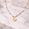 ShineAura Cross Pendant Necklace for Women – Waterproof Anti-Tarnish Gold Plated Minimal Beaded Chain with Cross Pendant | Elegant Daily Wear Jewellery