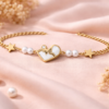 Shineaura Gold Plated Heartbeat Charm Bracelet for Women & Girls – Pearl Beaded Anti-Tarnish Bracelet