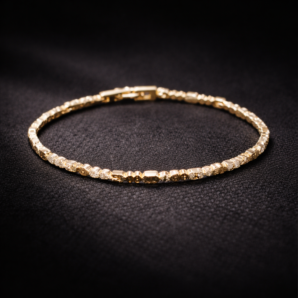 Shineaura Gold Plated Minimal Textured Bracelet for Women & Girls – Anti-Tarnish Elegant Slim Bracelet