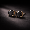 ShineAura Black Crystal Stud Earrings for Women & Girls – Gold Plated Anti-Tarnish Elegant Stone Earrings