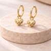 ShineAura Heart Charm Hoop Earrings – Waterproof Anti-Tarnish Minimal Gold Earrings for Women