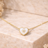 Shineaura Gold Plated Heart Flower Pendant Chain Necklace for Women & Girls