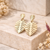 Shineaura Gold Plated Tropical Leaf Drop Earrings for Women & Girls